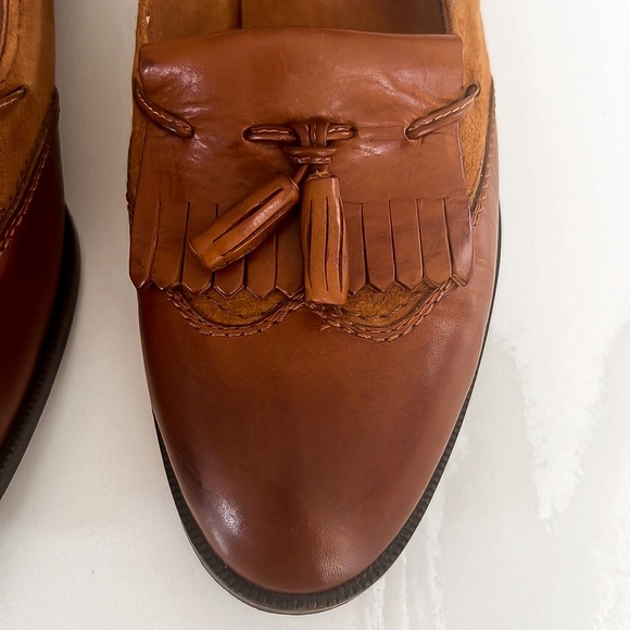 Vintage Bally Brown Leather and Suede Fringe Tassel Loafers Womens Sz EU 39.5 - Picture 12 of 16